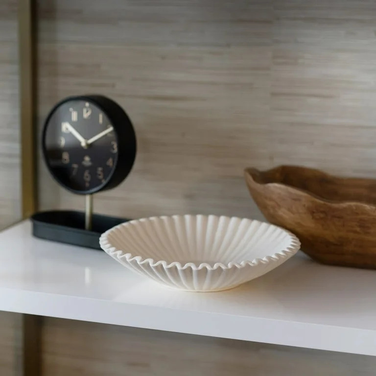 Better Homes & Garden off White Tabletop Decorative Ribbon Design Bowl | Walmart (US)