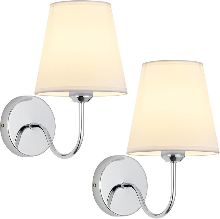 Modern Hardwired Chrome Wall Sconces Set of 2 Lighting Fixture, E26 Industrial Vintage Wall Light... | Amazon (US)