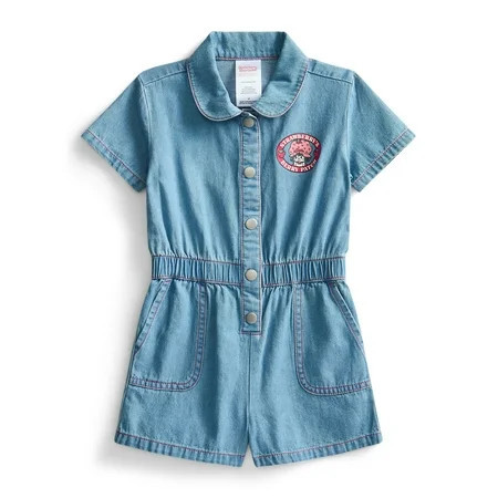 Strawberry Shortcake Toddler Girls Denim Romper with Short Sleeves, Sizes 12M-5T | Walmart (US)