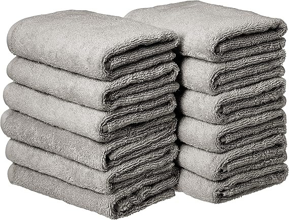 Amazon Basics Cotton Hand Towel - 12-Pack, Gray | Amazon (US)