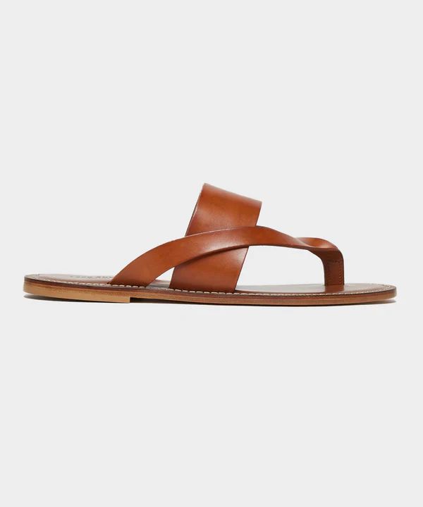 Tuscan Leather Thong Cross Sandal in Warm Cognac | Todd Snyder