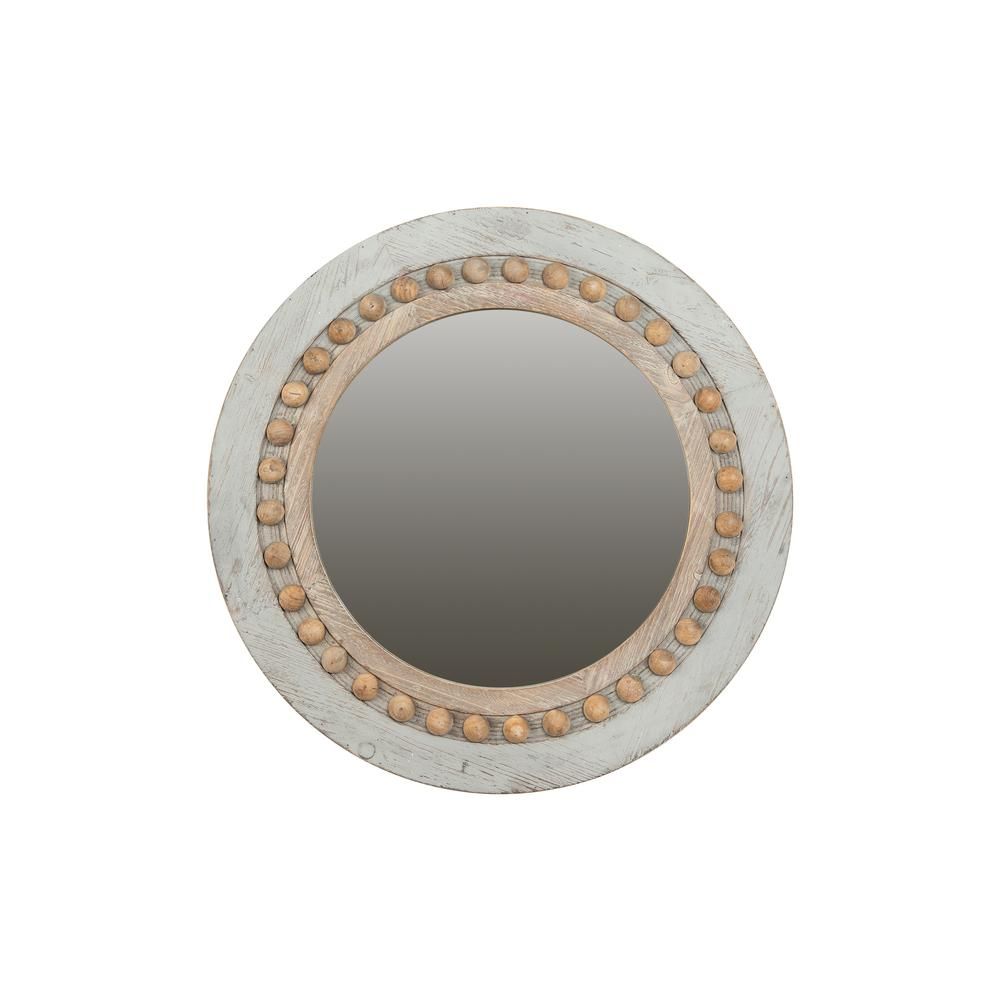 3R Studios Grey Round Wood Framed Wall Mirror EC0190 - The Home Depot | The Home Depot