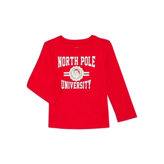 Holiday Time Toddler Boys or Girls Christmas Tee with Long Sleeves, Sizes 12M-5T | Walmart (US)