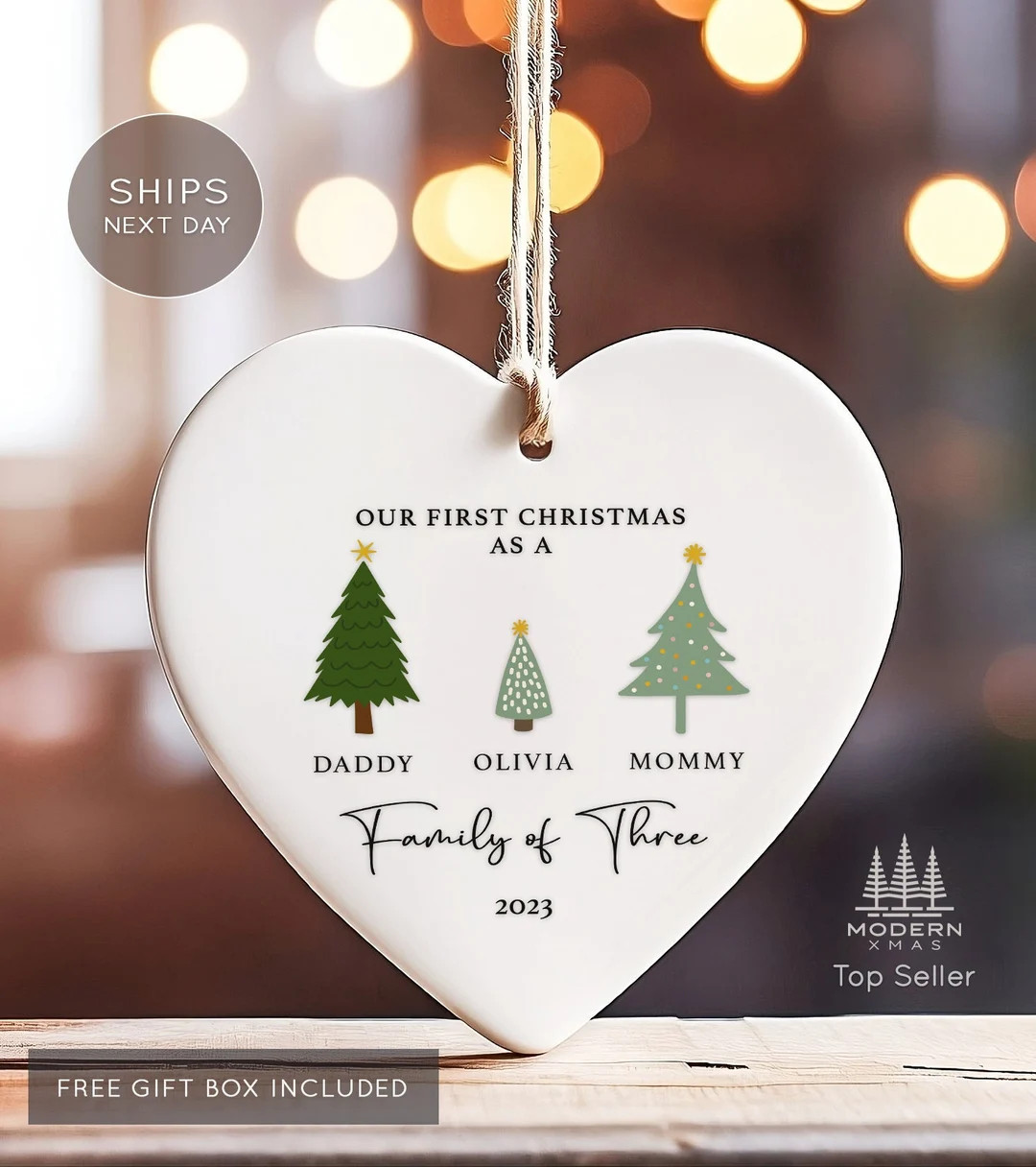 Family of Three Christmas Ornament New Baby Christmas 2023 - Etsy | Etsy (US)