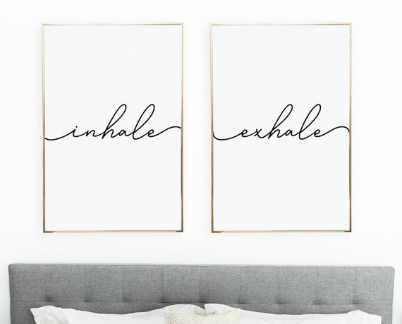 bedroom decor/ inhale exhale print/ bedroom wall art/ inhale exhale poster/ large wall art/ yoga ... | Etsy (US)