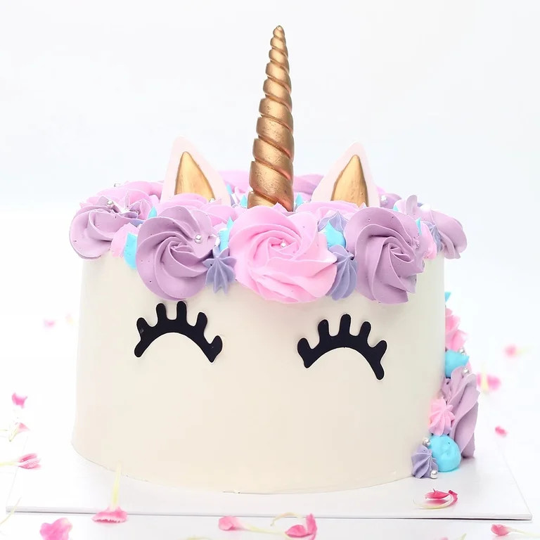 Unicorn Cake Topper, Reusable Gold Unicorn Horn, Ears and Eyelashes Party Cake Decoration Value S... | Walmart (US)