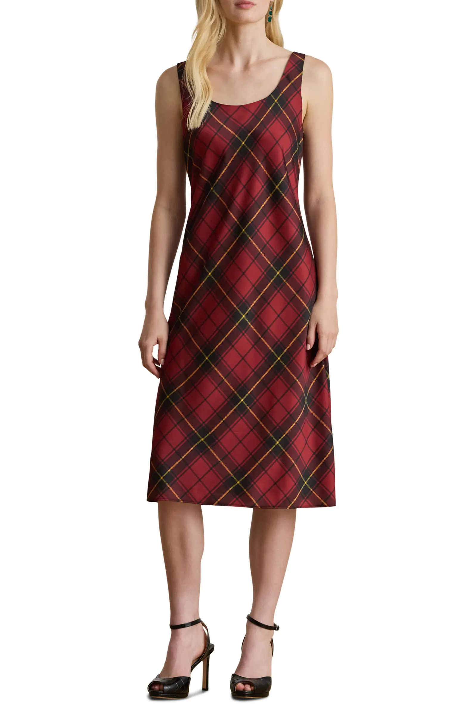 Plaid Satin Sleeveless Cocktail Dress | Nordstrom
