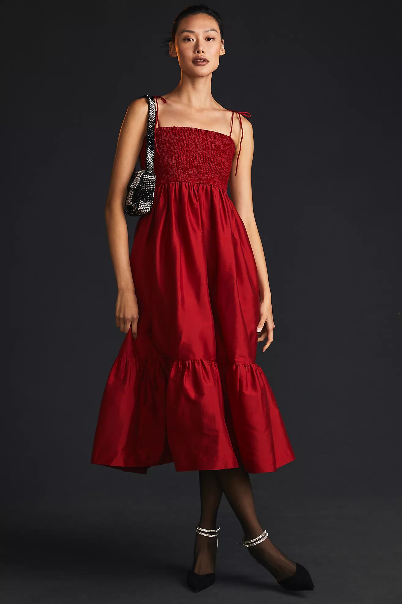 Dhruv Kapoor Smocked Cerise Dress | Anthropologie (US)