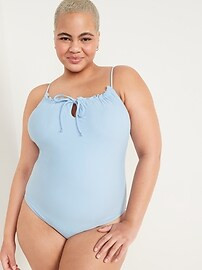 Gathered Keyhole One-Piece Swimsuit for Women | Old Navy (US)