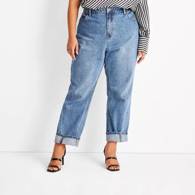 Women's High-Rise Faded Boyfriend Jeans - Future Collective™ with Kahlana Barfield Brown Medium... | Target