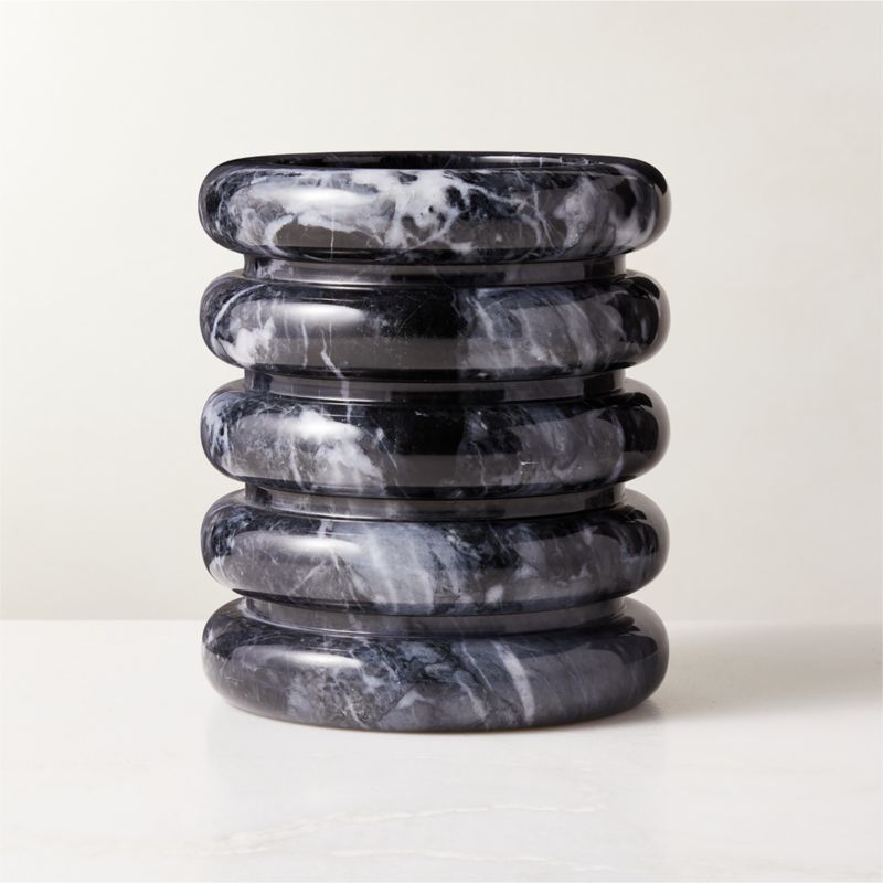 Turk Modern Black Marble Utensil Holder | CB2 | CB2