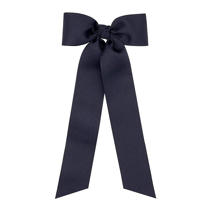 Wee Ones Girls' Medium Grosgrain Bowtie with Knot Wrap and Stream Tails, 9" Streamer, Navy | Amazon (US)