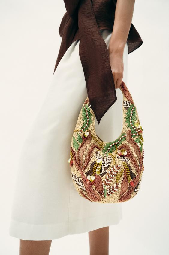 BEADED PRINT BAG | Zara US