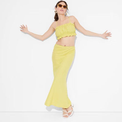 Women's Linen Bow-Front Maxi Skirt - Wild Fable™ Yellow M | Target