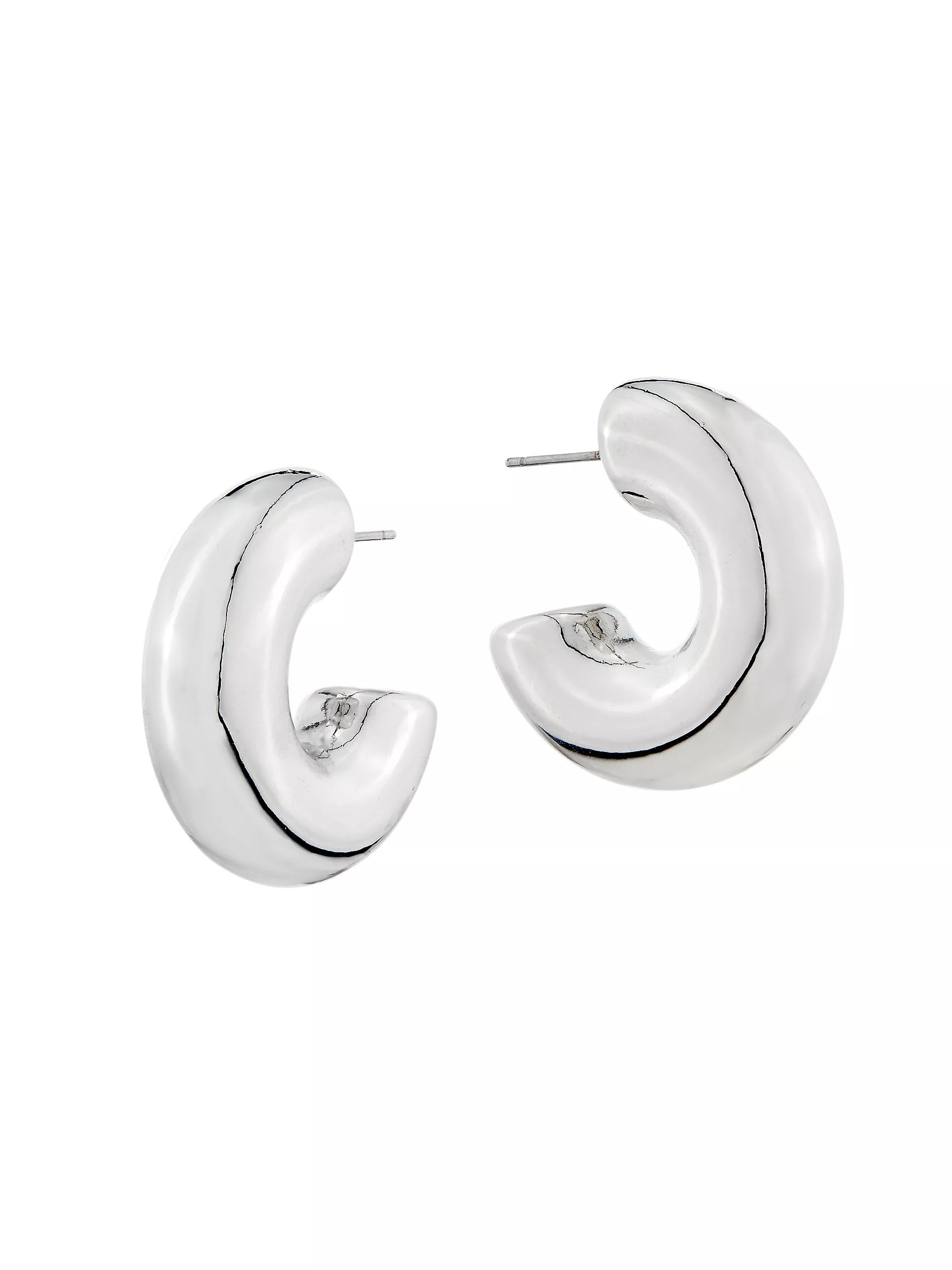 Kenneth Jay LaneRhodium-Plated Tubular Hoop Earrings | Saks Fifth Avenue