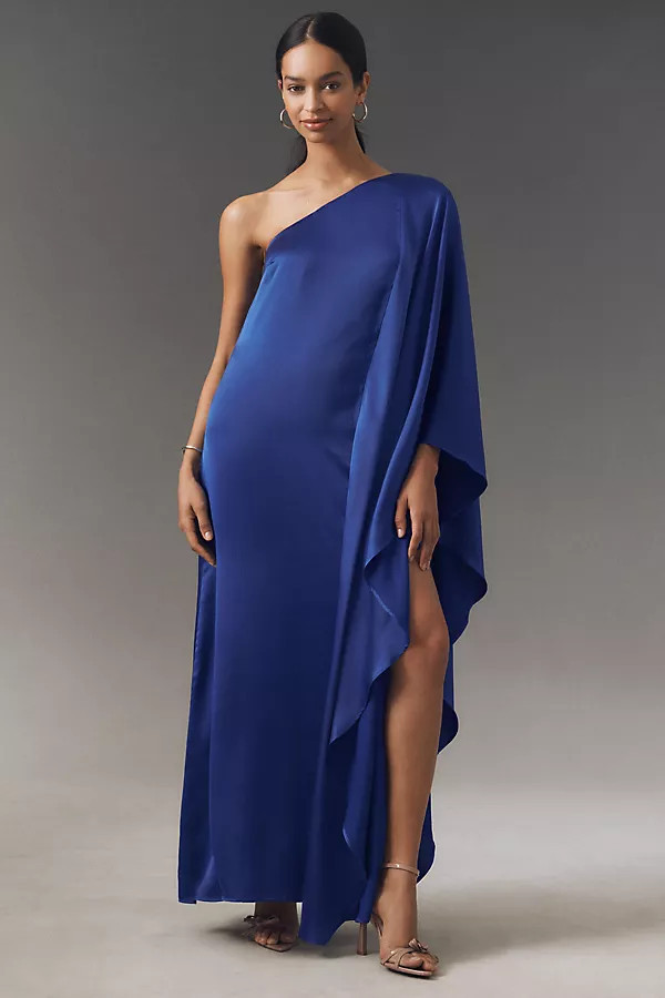 Tiana One-Shoulder Satin Kaftan Maxi Dress | Anthropologie (US)