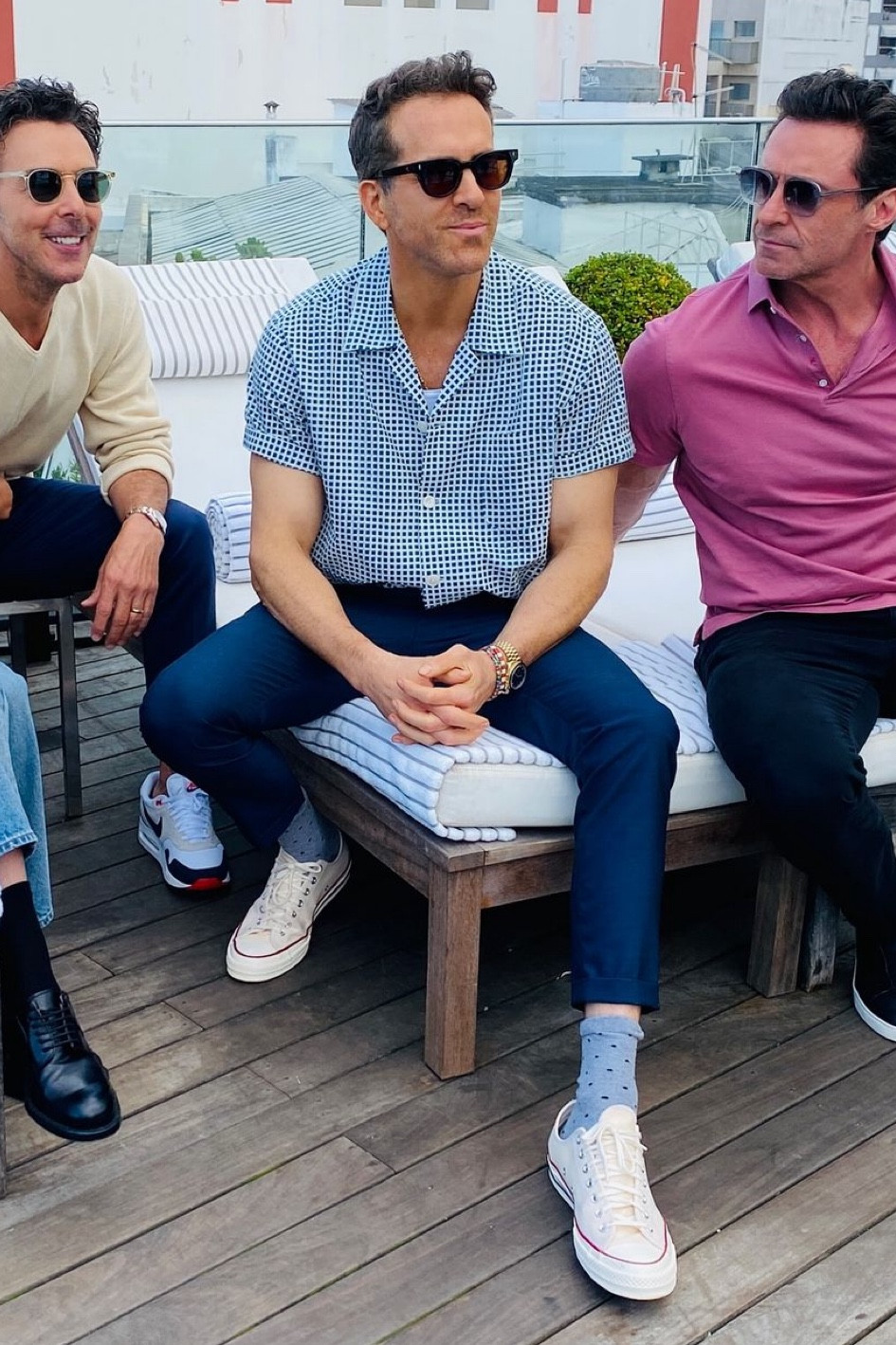 Ryan Reynolds' Camp-Collar Checked Cotton-Voile Shirt and D-Frame Acetate, Gold and Silver-Tone Sunglasses #Ryanreynolds #Celebrity

#LTKStyleTip #LTKMens