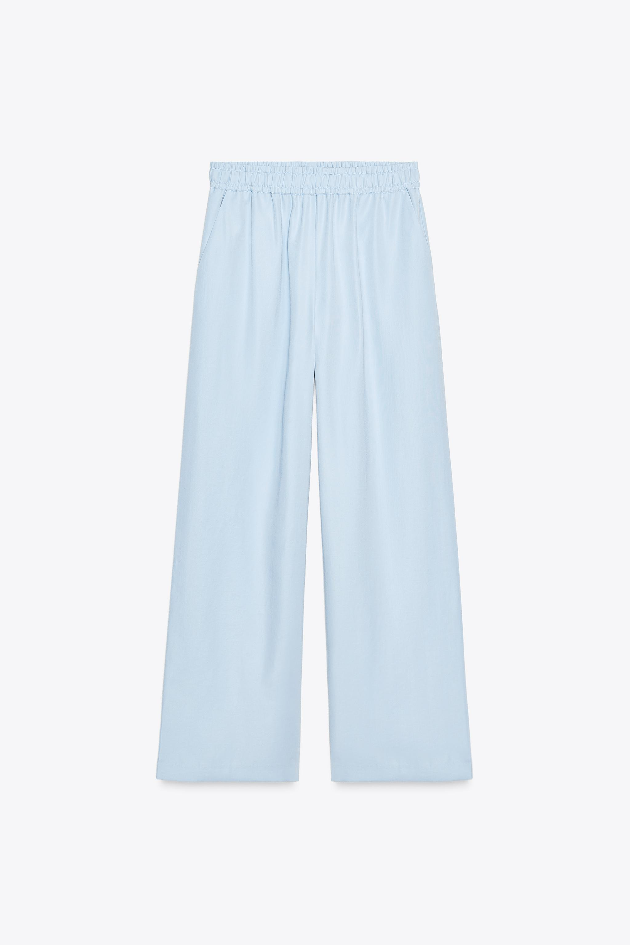 ELASTIC WAIST WIDE LEG PANTS | Zara US