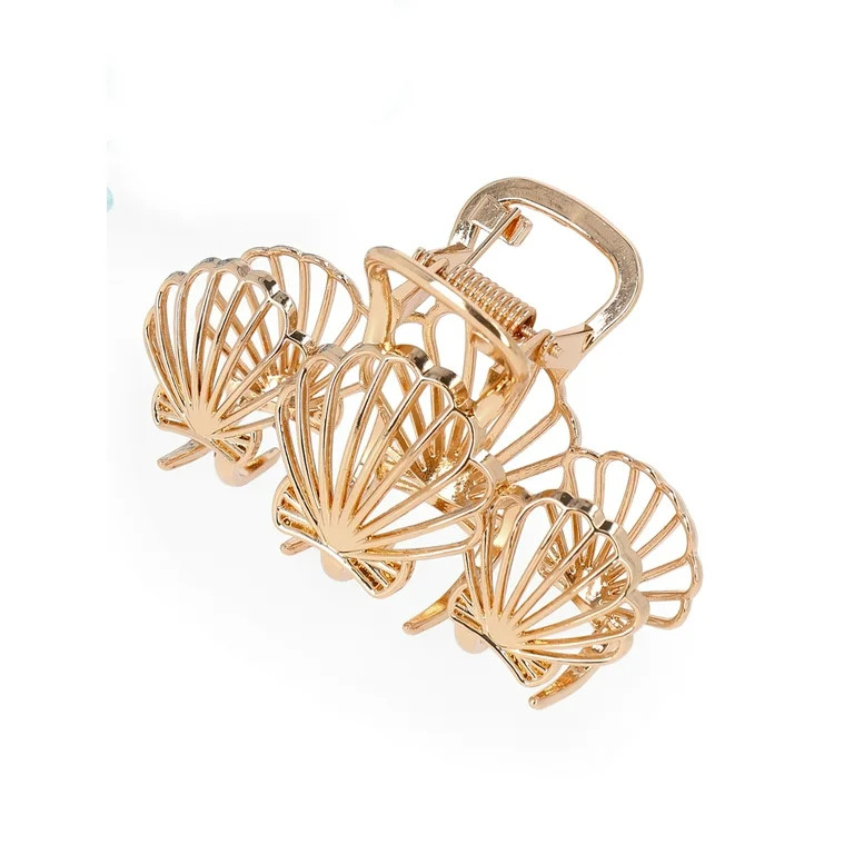 Time and Tru Women's Mixed Metal and Acrylic Claw Clip Set, 2-Piece | Walmart (US)