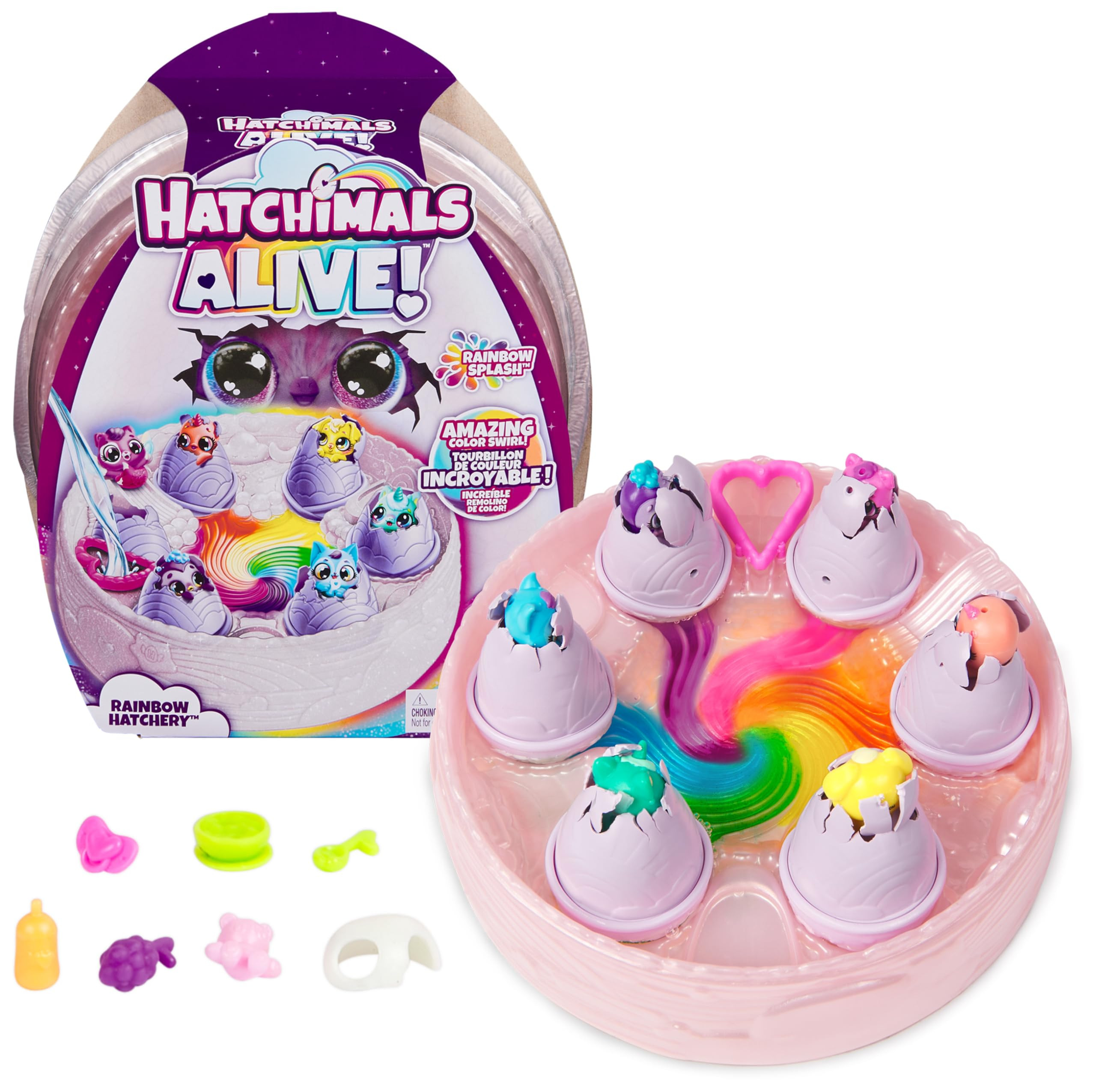 Hatchimals Alive, Rainbow Hatchery with 6 Mini Figures in Color Reveal Eggs & Over 10 Accessories... | Amazon (US)