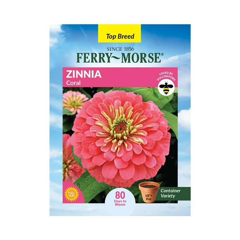 Ferry-Morse 400MG Zinnia Coral Annual Flower Seeds, Full Sun | Walmart (US)