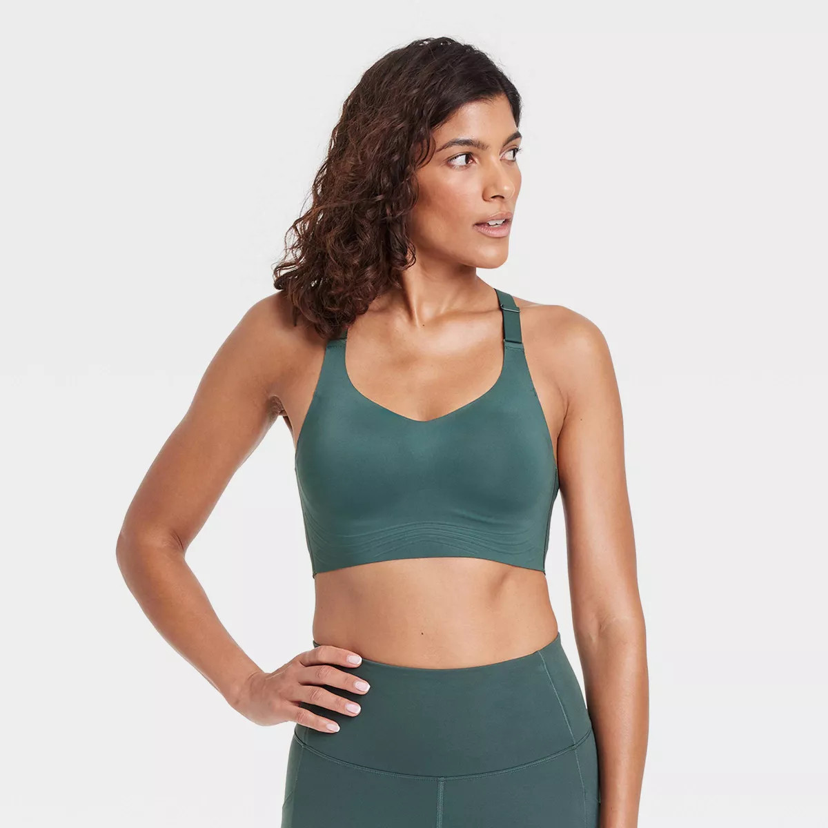 Women's Sculpt High Support Embossed Sports Bra - All In Motion™ Dark Green XS | Target