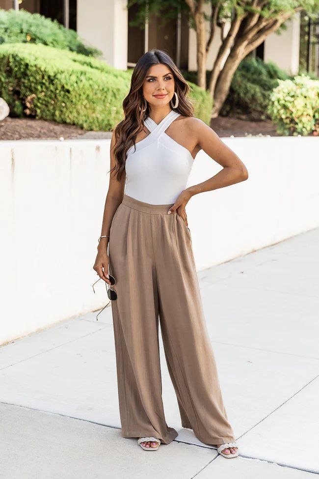 Carrying Your Love Tan Wide Leg Pants | Pink Lily