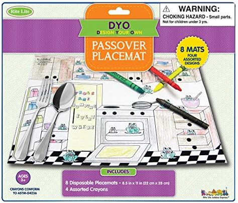 Rite Lite Passover Coloring Placemat Kit - Kids Coloring Kit for Passover | Amazon (US)