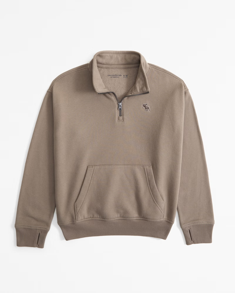 boys essential icon quarter-zip sweatshirt | boys tops | Abercrombie.com | Abercrombie & Fitch (US)