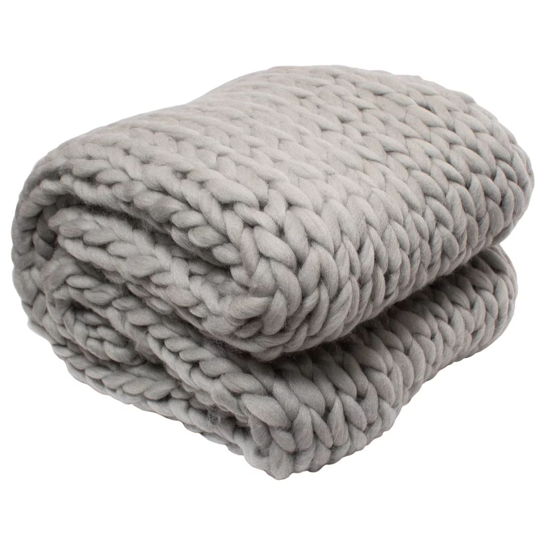 Silver One Super Chunky Knitted Throw Blanket, Gray, 50" x 60" | Walmart (US)