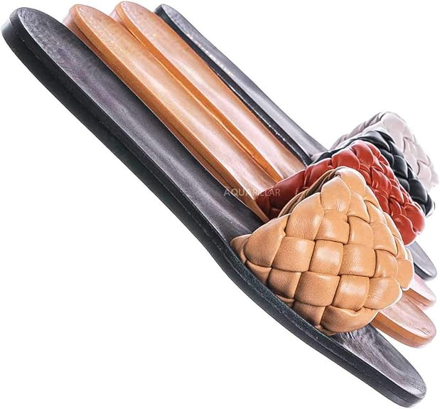 Flat Puffy Woven Sandal - Women Summer Open Toe Slide in Weaving Mule | Amazon (US)