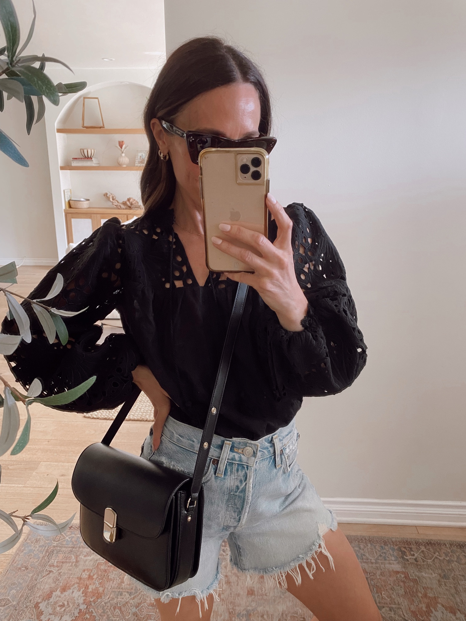 Spring outfit from April’s capsule wardrobe 
Eyelet top (runs tts) 
Cut-offs- tts 

#LTKstyletip