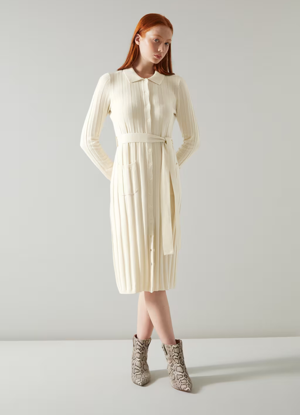 Ali Natural Merino-Blend Ribbed Knit Dress | L.K. Bennett (UK)