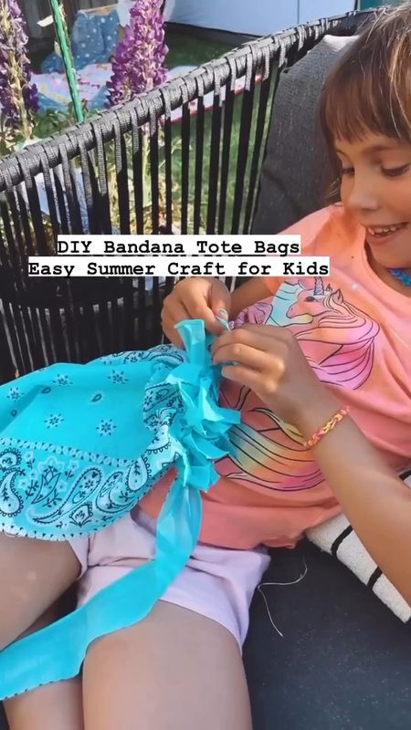 Bandana Tote Bag Craft for kids!  Easy NO-Sew craft that is perfect for Summer Camps, Birthday Parties and more! 

#LTKfamily #LTKkids