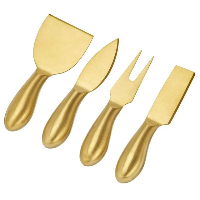 mDesign Mini 4-Piece Charcuterie Board Cheese Knife Utensil Set - Soft Brass | Walmart (US)