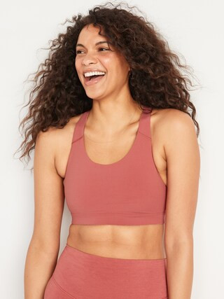 Medium Support PowerPress Strappy Sports Bra for Women XS-XXL | Old Navy (US)