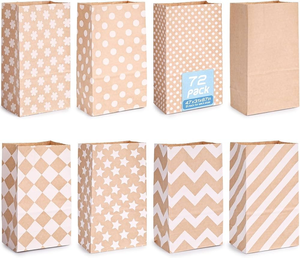 HONEYGIFTS 72PCS Paper Lunch Bags, 4.7" x 3.1" x 8.7" Small Paper Bags Bulk, Brown Lunch Bags For... | Amazon (US)