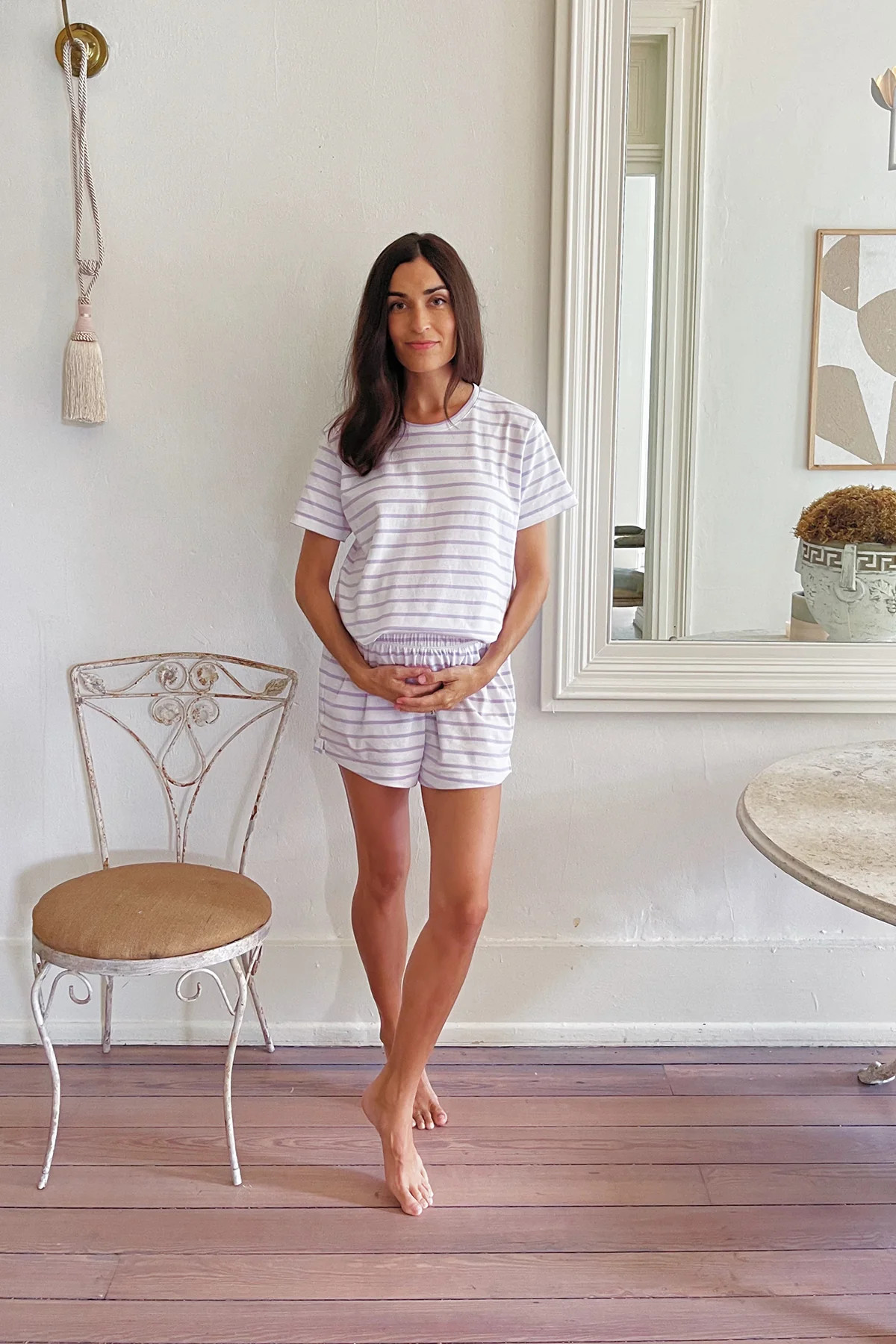 Pima Maternity Weekend Shorts Set in Lilac | LAKE Pajamas