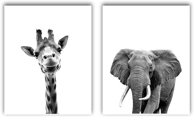 Woodland Animal Art Prints, Elephant and Giraffe Prints -Unframed, Animal Pictures, Nursery Print... | Amazon (US)