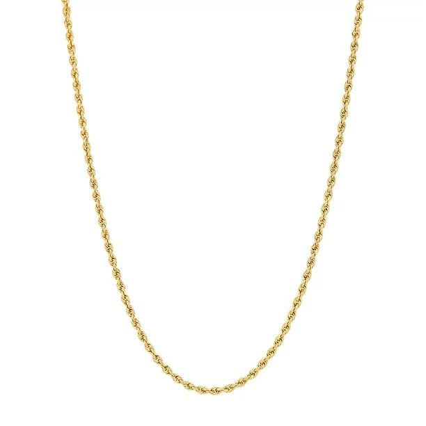 Brilliance Fine Jewelry 10K Yellow Gold 1.80MM - 1.85MM Hollow Rope Chain, 24" - Walmart.com | Walmart (US)