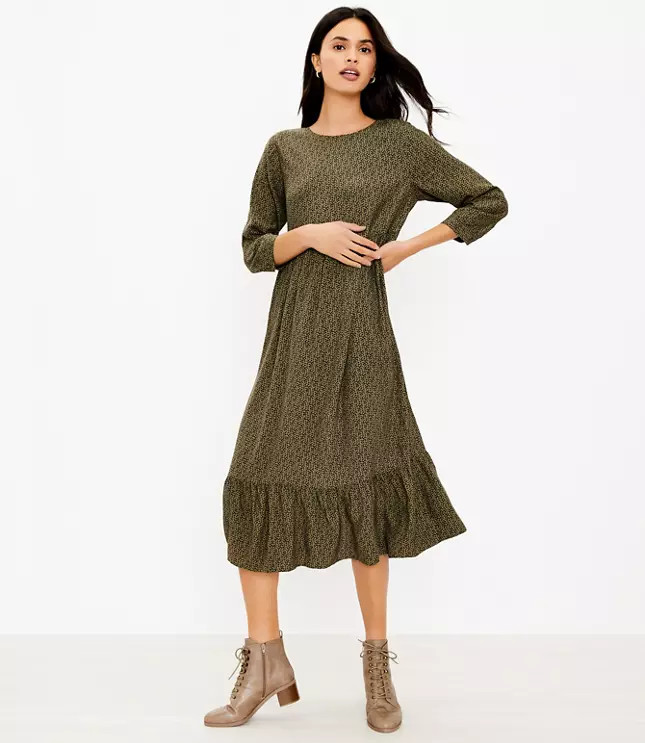 Tiered Midi Dress | LOFT
