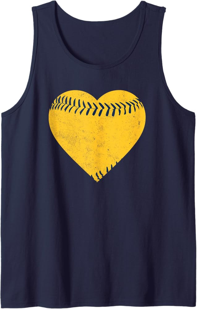 Vintage Yellow and Blue Baseball Heart Tank Top | Amazon (US)