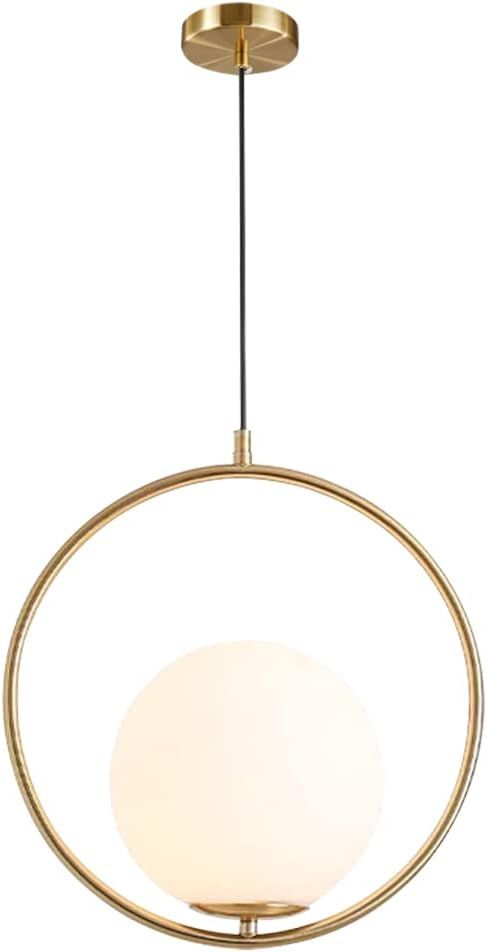 BOKT Mid Century Modern 1-Light Globe Pendant Light Large Brushed Gold Hanging Light Minimalist R... | Amazon (US)