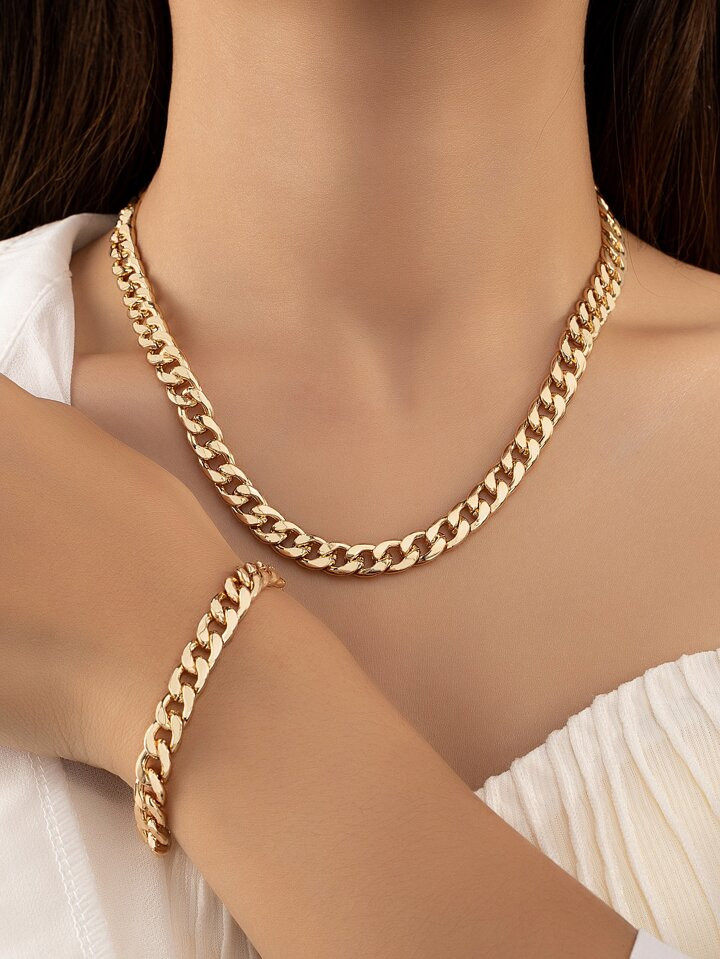 Minimalist Chain Necklace & Bracelet | SHEIN
