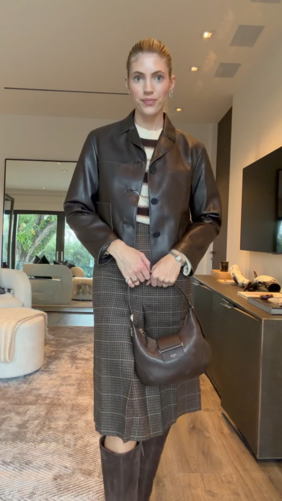 Playing with different prints!🤎 I have on this gorgeous stripe knit sweater that I paired with this wool midi skirt. Tied it all together with this chocolate brown leather jacket!

#LTKootd #LTKSeasonal #LTKgrwm