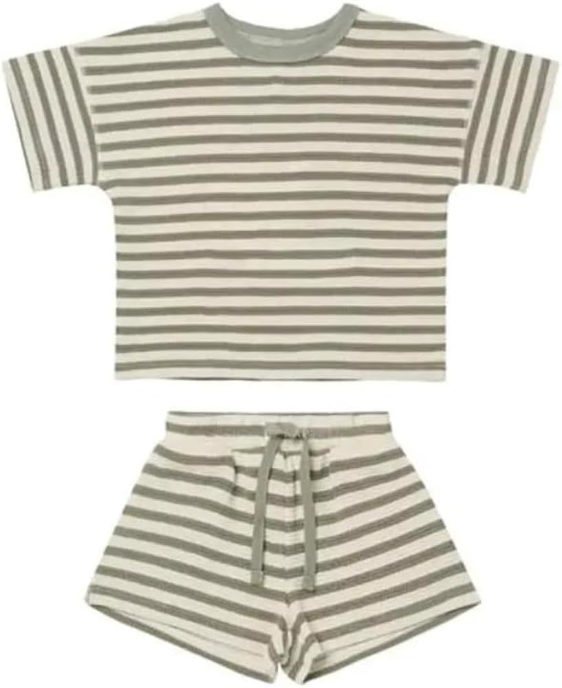 TODDLER MATCHING COTTON STRIPED 2 PC SHORT AND TOP SET | Amazon (US)