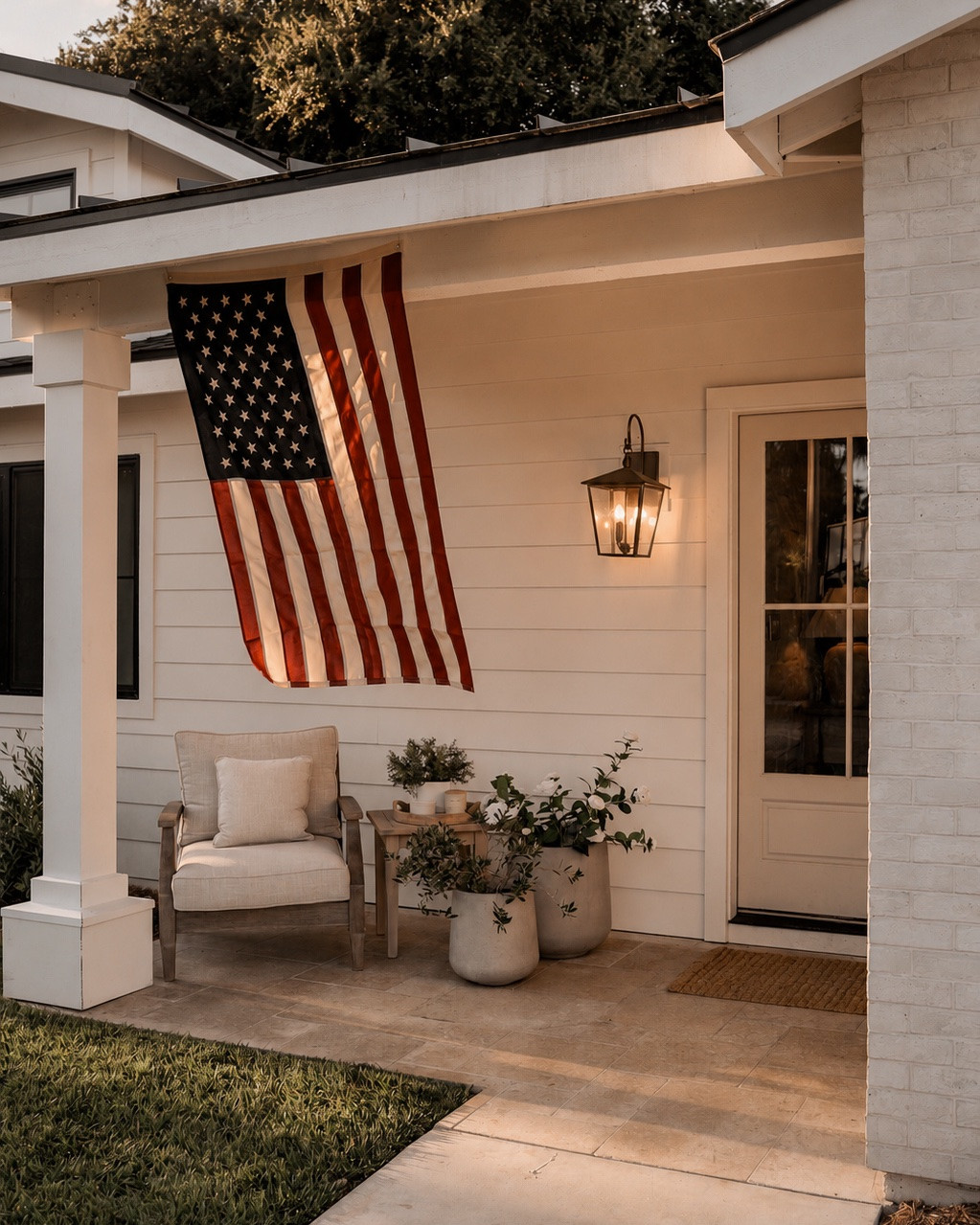 4th of July porch decor - I linked my exact flag and a look for less that's gives you that gorgeous vintage look!

#LTKHome #LTKSaleAlert