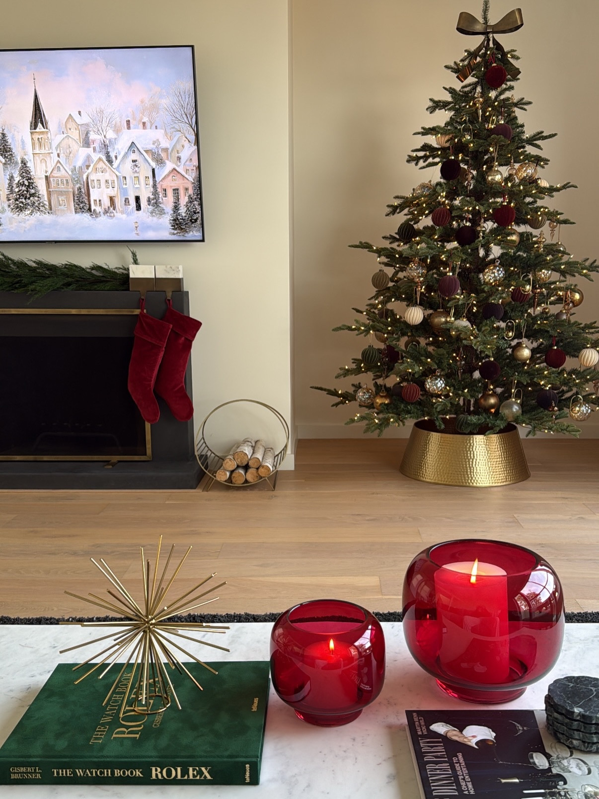 It’s beginning to look a lot like Christmas ❄️🕯️🛷🌲

First time decorating with pops of red. Love how merry & bright it makes this space. ❤️ @crateandbarrel 
•
•
•
•
#mycratestyle #mycb2 #christmastree #christmas #burgundychristmas

#LTKSaleAlert #LTKHoliday #LTKFindsUnder100
