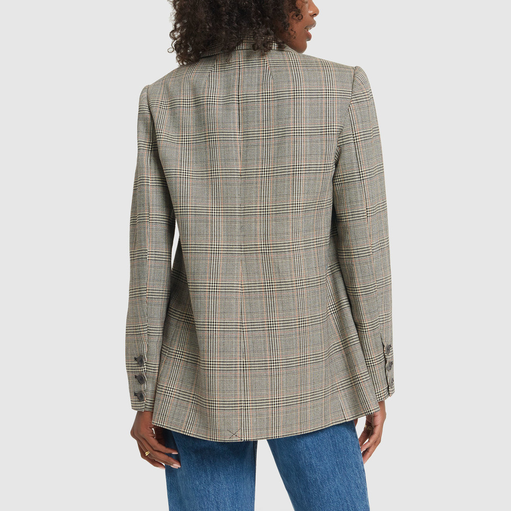 Frame Double Breasted Boyfriend Blazer in Noir Multi, Small | goop
