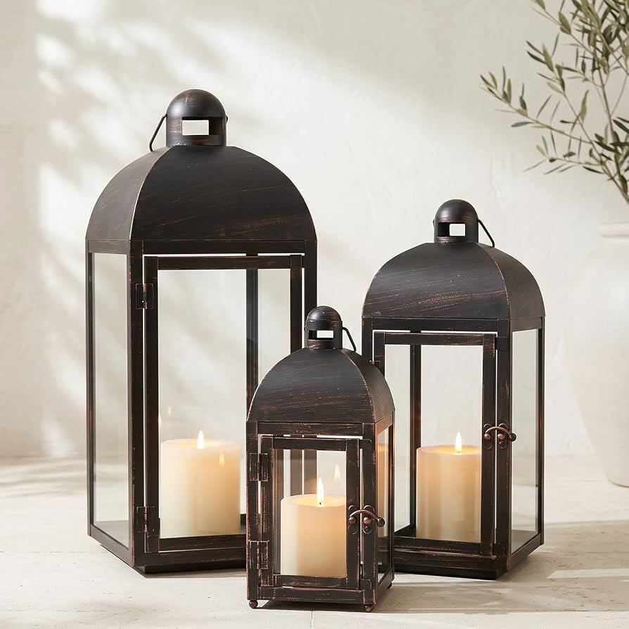 NEEDOMO Lanterns Decorative Outdoor & Indoor, Set of 3 Outdoor Lanterns for Porch, 23" Large Cand... | Amazon (US)